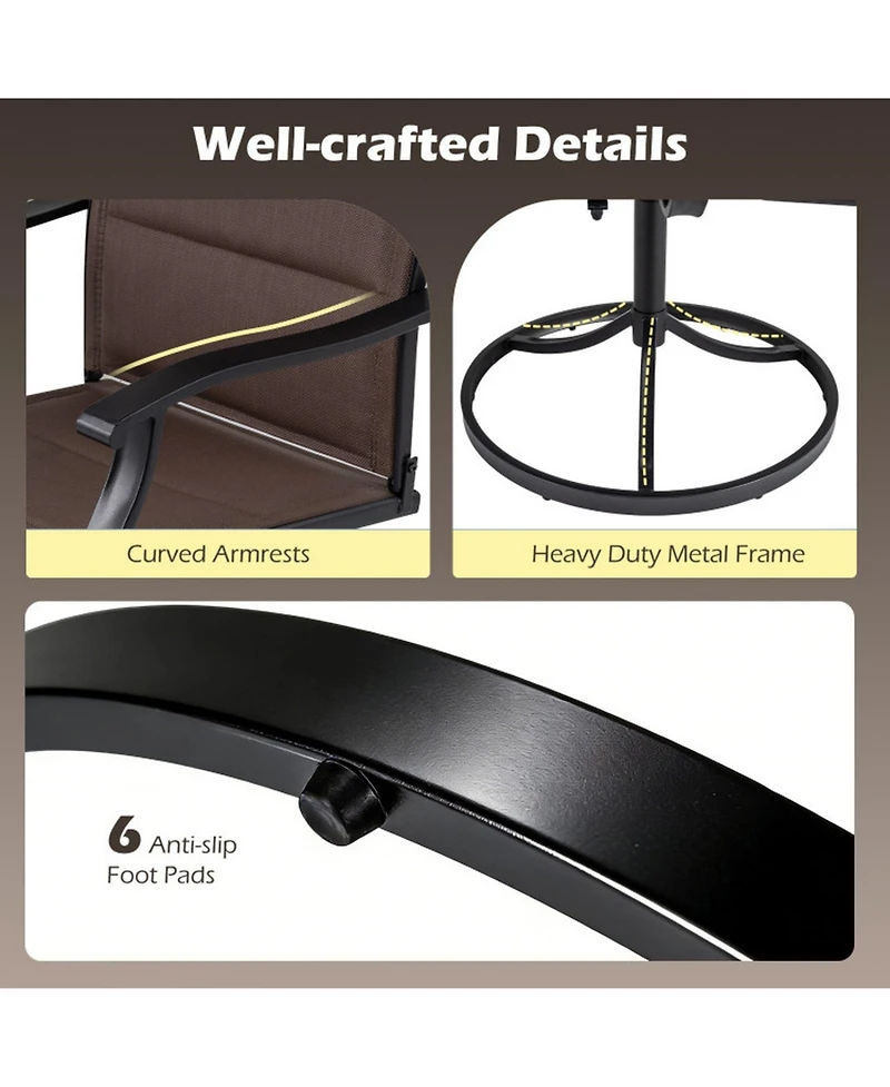 Gouun 9-Piece Swivel Chair Patio Dining Set with 76 in Table and Umbrella Hole for 8