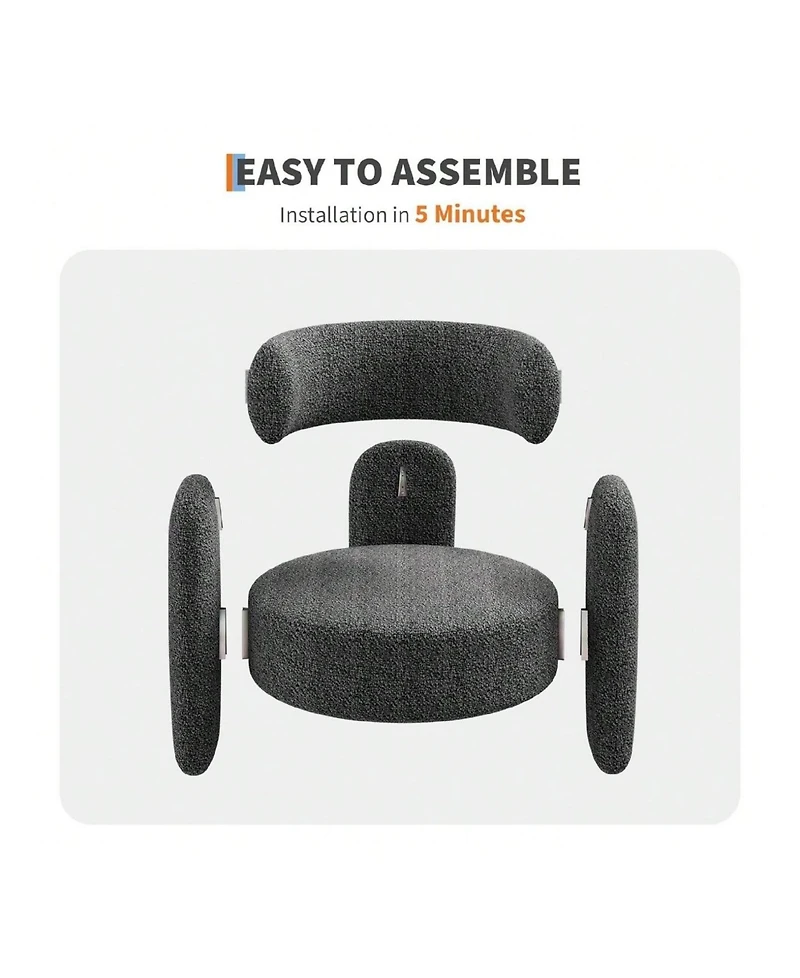 gaomon Dining Chair Office Accent Chair For Living Room Modern Chenille Boucle Accent Chair for Kitchen Dining Room