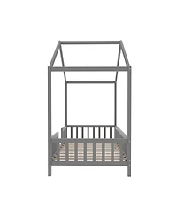 Streamdale Furniture Montessori House Floor Bed with Canopy and Railings