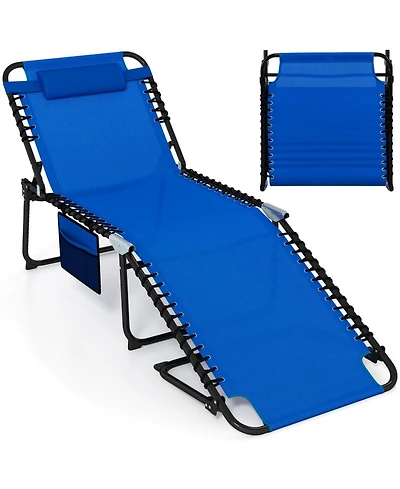 Gouun 440 lbs Capacity Folding Chaise Lounge with 4-Position Backrest and Footrest