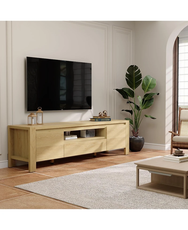 gaomon Tv Stand with Cabinet Doors, Entertainment Center with Adjustable Shelves
