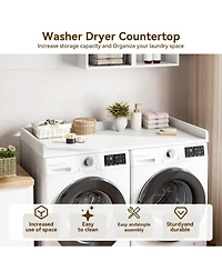Homfan Washer Dryer Countertop, Wooden Laundry Countertop with Edge Rails, Washer and Dryer Topper