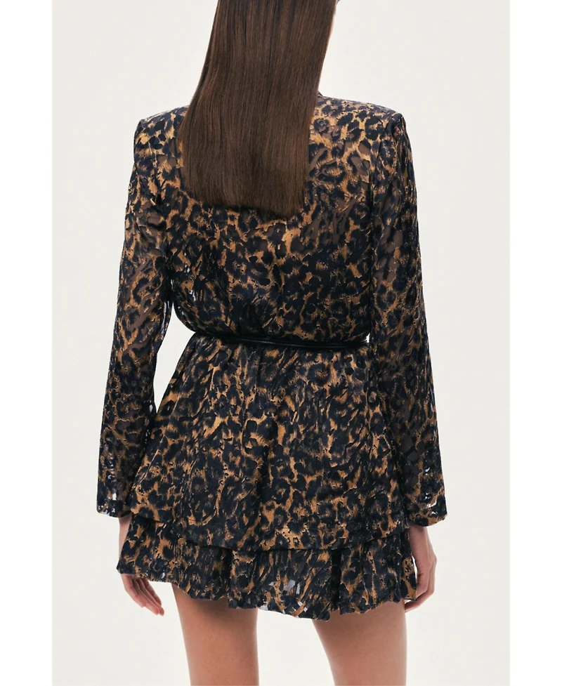 Nocturne Women's Printed Leopard Belted Jacket