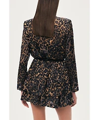 Nocturne Women's Printed Leopard Belted Jacket