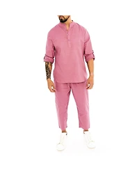 Dai Moda Men's Barry Linen Nehru Collar Shirt