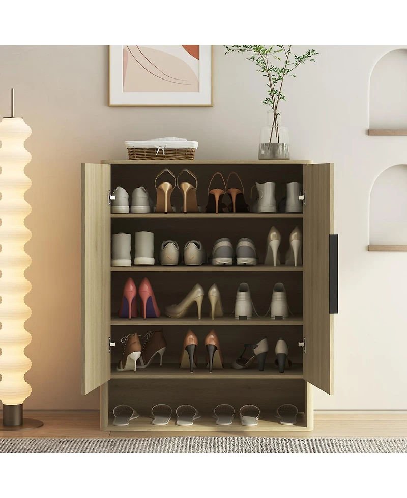 Streamdale Furniture Wooden Shoe Cabinet with Doors and Adjustable Shelves