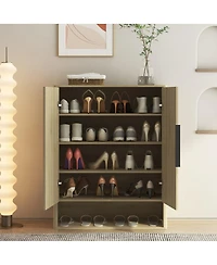 Streamdale Furniture Wooden Shoe Cabinet with Doors and Adjustable Shelves