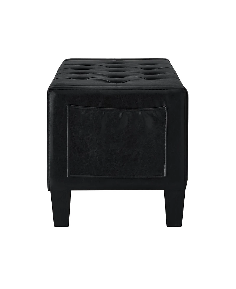 Streamdale Furniture Black Storage Ottoman Bench with Safety Hinge