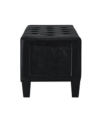 Streamdale Furniture Black Storage Ottoman Bench with Safety Hinge