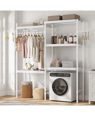 Homfan 5-Tier Over-The-Washer Shelf - Adjustable Height Laundry Organizer, for Bathroom, Room