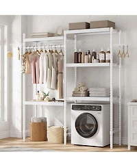 Homfan 5-Tier Over-The-Washer Shelf - Adjustable Height Laundry Organizer, for Bathroom, Room