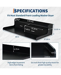 Homfan Space-Saving Laundry Countertop Shelf - 54'' Organizer Rack with 2 Storage Drawers, Edge Rails