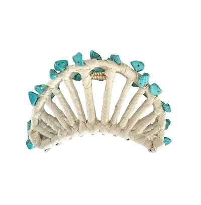 Headbands of Hope Women's Raffia Seashell Hair Claw Clip - Teal