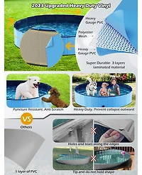 Aronkl Foldable Dog Pet Bath Pool Collapsible Bathing Tub Slip Resistant Durable Portable No Inflation