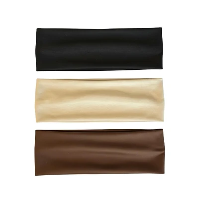 Headbands of Hope Women's Wide Headwrap Set of 3 - Black + Brown + Beige