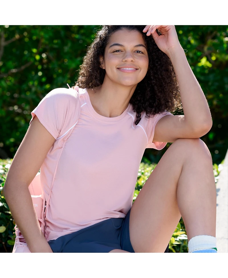 Free Country Women's Microtech Chill B Cool Shirred Crew Top