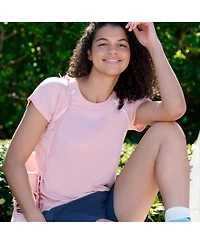 Free Country Women's Microtech Chill B Cool Shirred Crew Top