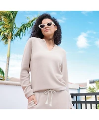 Free Country Women's Ripple Knit Long Sleeve Pullover Top