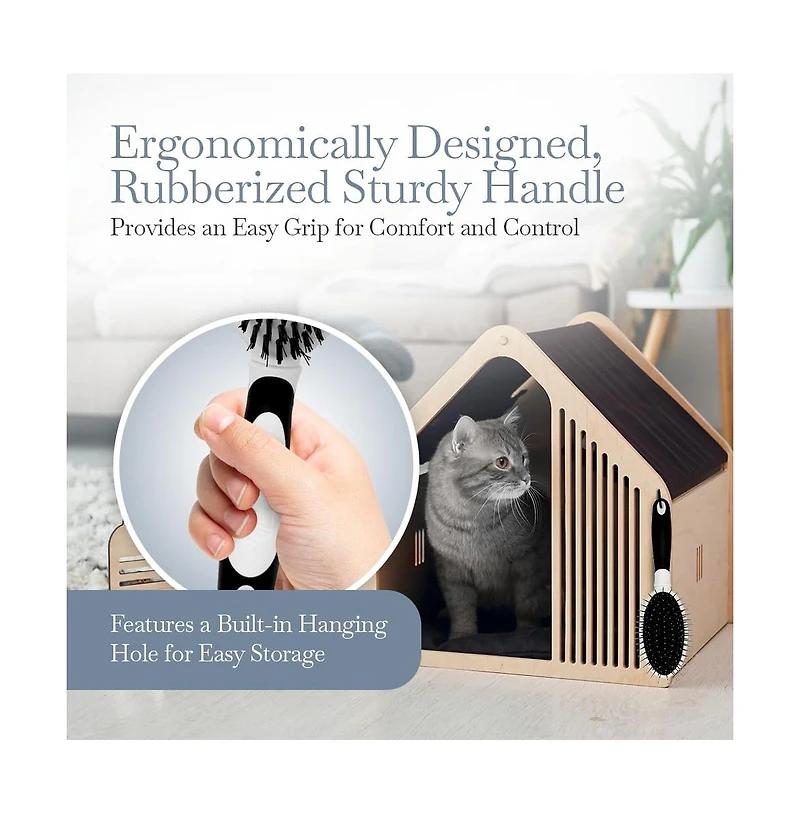 Aronkl Steel Pin & Nylon Bristle Pet Brush for Dogs & Cats