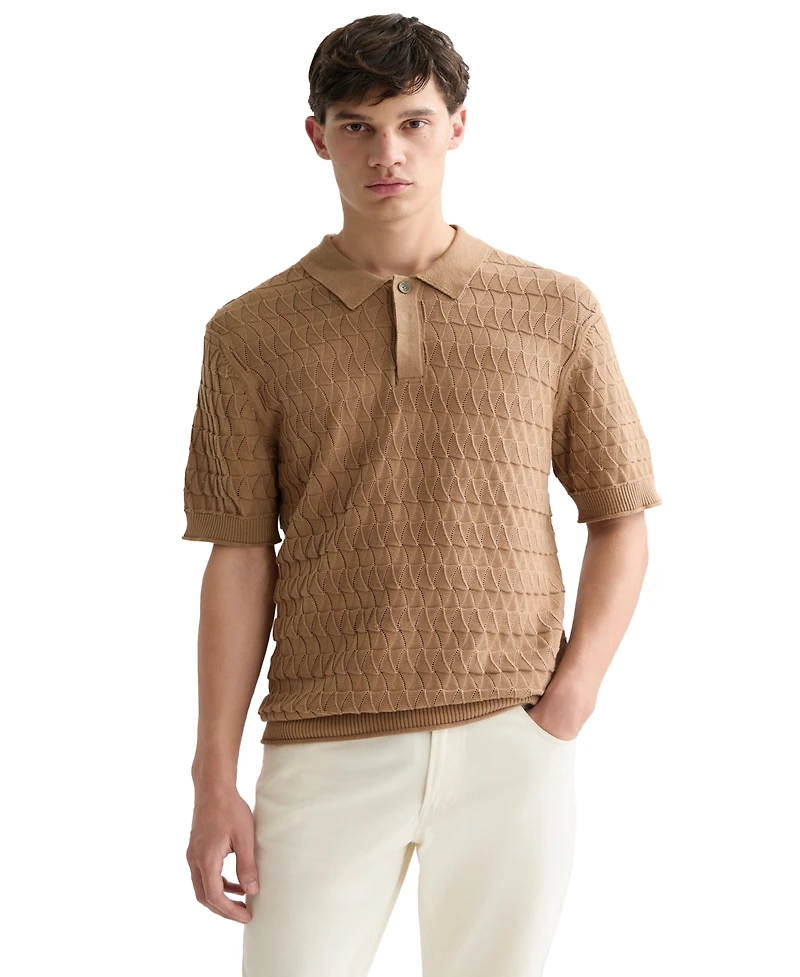 Scotch & Soda Men's Regular-Fit Pointelle Knitted Polo Shirt