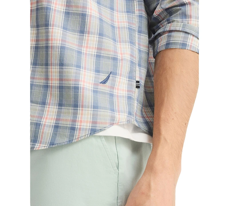 Nautica Men's Long-Sleeve Lawn Cotton Plaid Shirt