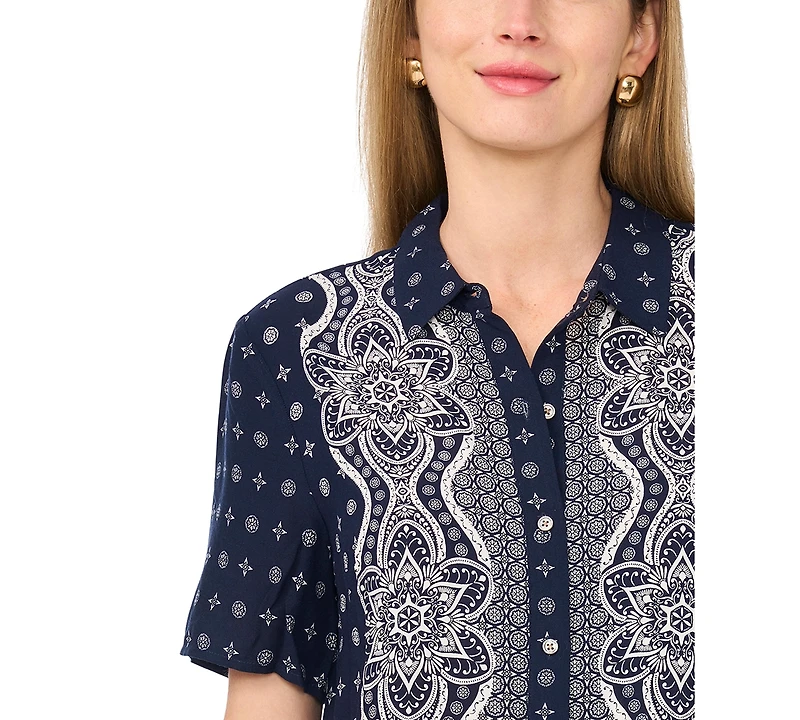 Vince Camuto Women's Collared Neck Short-Sleeve Blouse