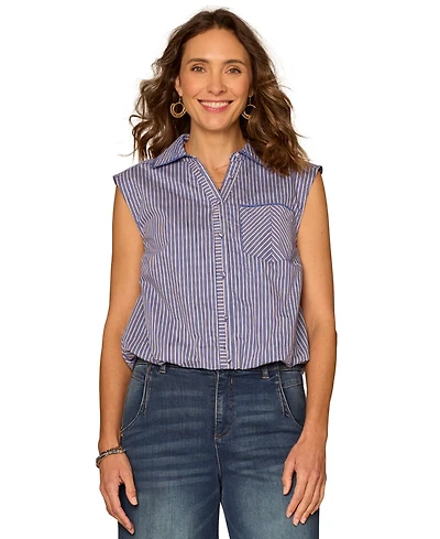 Democracy Petite Smocked Collar Woven Top
