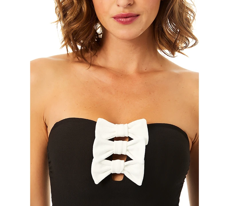 CeCe Women's Strapless Bow Bandeau One-Piece Swimsuit