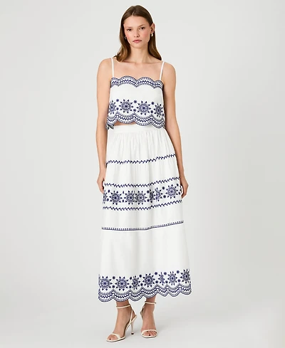 French Connection Women's Embroidered Strappy Top