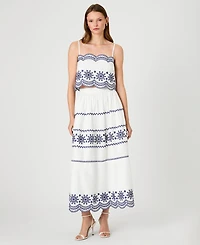 French Connection Women's Embroidered Strappy Top