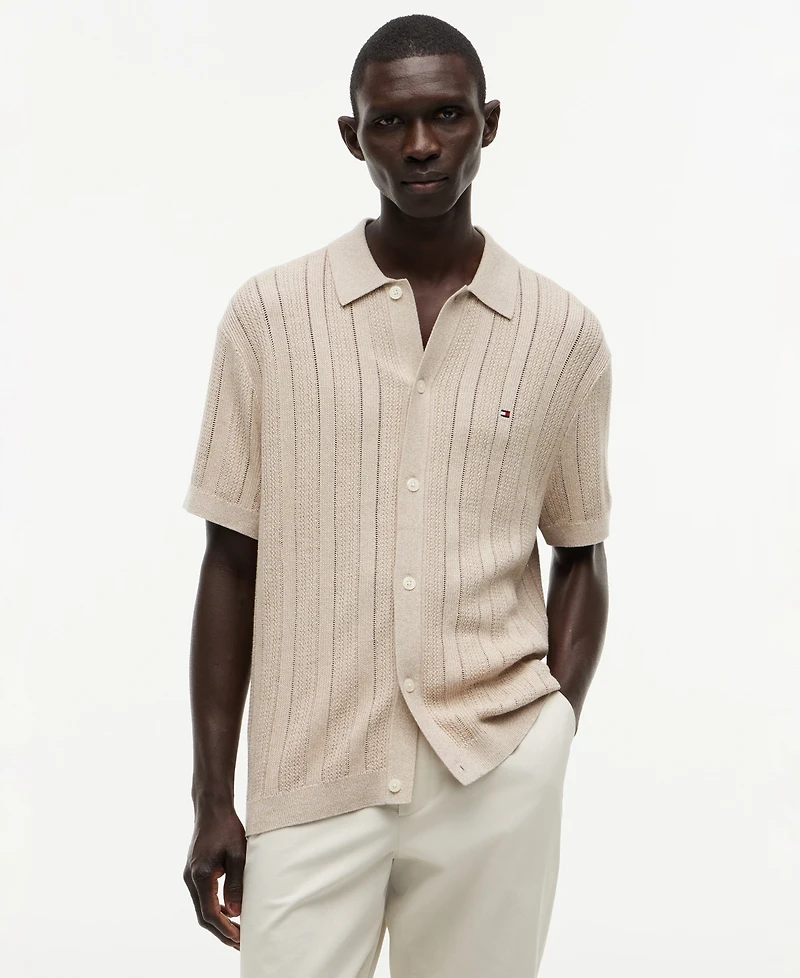 Tommy Hilfiger Men's Pointelle Structure Short-Sleeve Shirt