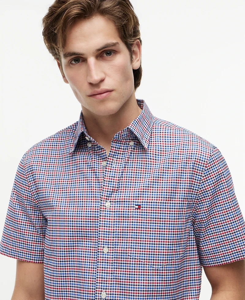 Tommy Hilfiger Men's Oxford Multi-Gingham Short-Sleeve Shirt