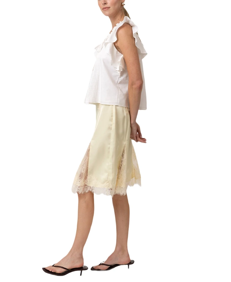 Line & Dot Women's Emel Lace Godet Midi Skirt