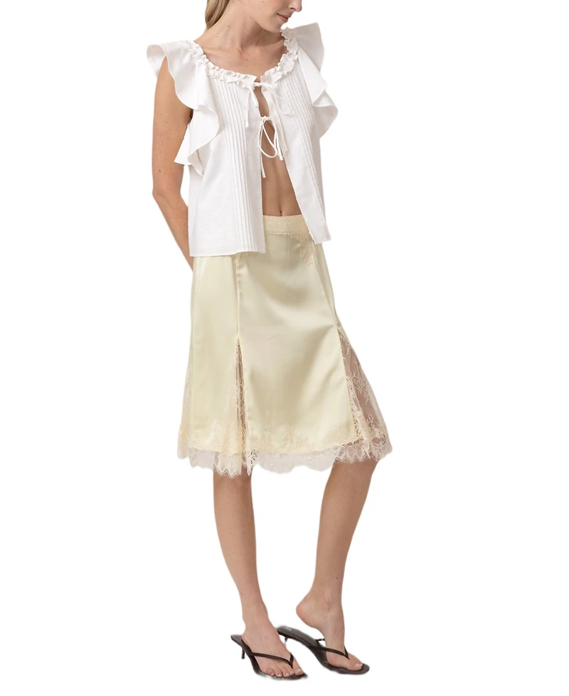 Line & Dot Women's Emel Lace Godet Midi Skirt