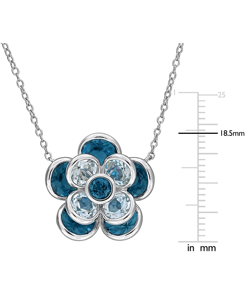 Macy's Blue Topaz (7-1/3 ct. t.w.) Pendant Necklace in Sterling Silver