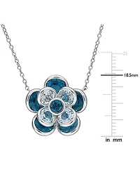 Macy's Blue Topaz (7-1/3 ct. t.w.) Pendant Necklace in Sterling Silver