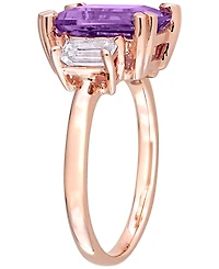 Macy's Amethyst (3-1/5 ct. t.w.) & White Topaz (3/4 Ring 18k Rose Gold Plated Sterling Silver (Also Available Garnet Blue Topaz)