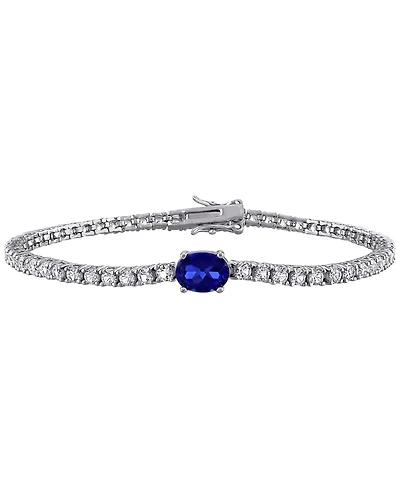 Macy's Lab Created Blue Sapphire (1-1/2 ct. t.w.) & Lab Created White Sapphire (5-1/5 ct. t.w.) Bracelet in Sterling Silver