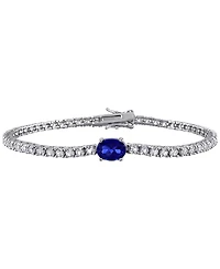 Macy's Lab Created Blue Sapphire (1-1/2 ct. t.w.) & Lab Created White Sapphire (5-1/5 ct. t.w.) Bracelet in Sterling Silver
