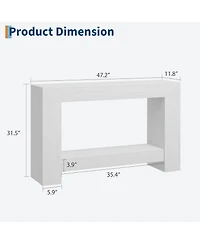 gaomon Farmhouse 2 Tier Entryway Console Table, Long White Sofa Table with Open Storage for Entrance or Living Room