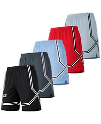Galaxy By Harvic Jump Start Men's Moisture Wicking Performance Mesh Shorts With Pockets -5 Pack