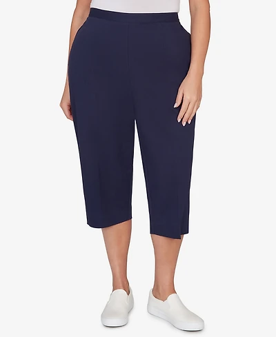 Alfred Dunner Plus Lady Liberty Heat Set Side Seam Pocket Capri Pants