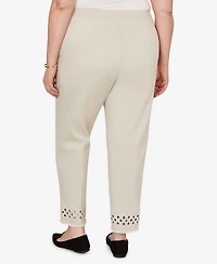 Alfred Dunner Plus Detail Driven Geometric Cut Out Flat Front Ankle Pants
