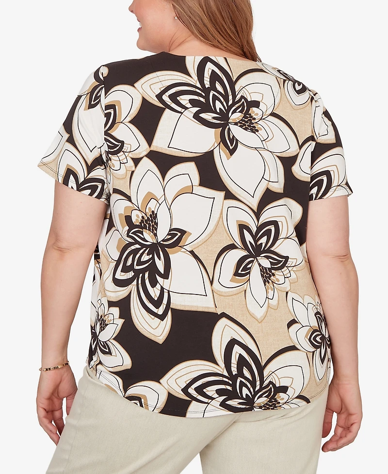 Alfred Dunner Plus Detail Driven Floral Stained Glass Short-Sleeve T-Shirt