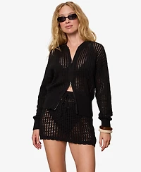 Sanctuary Petite Laguna Openwork V-Neck Bomber Jacket