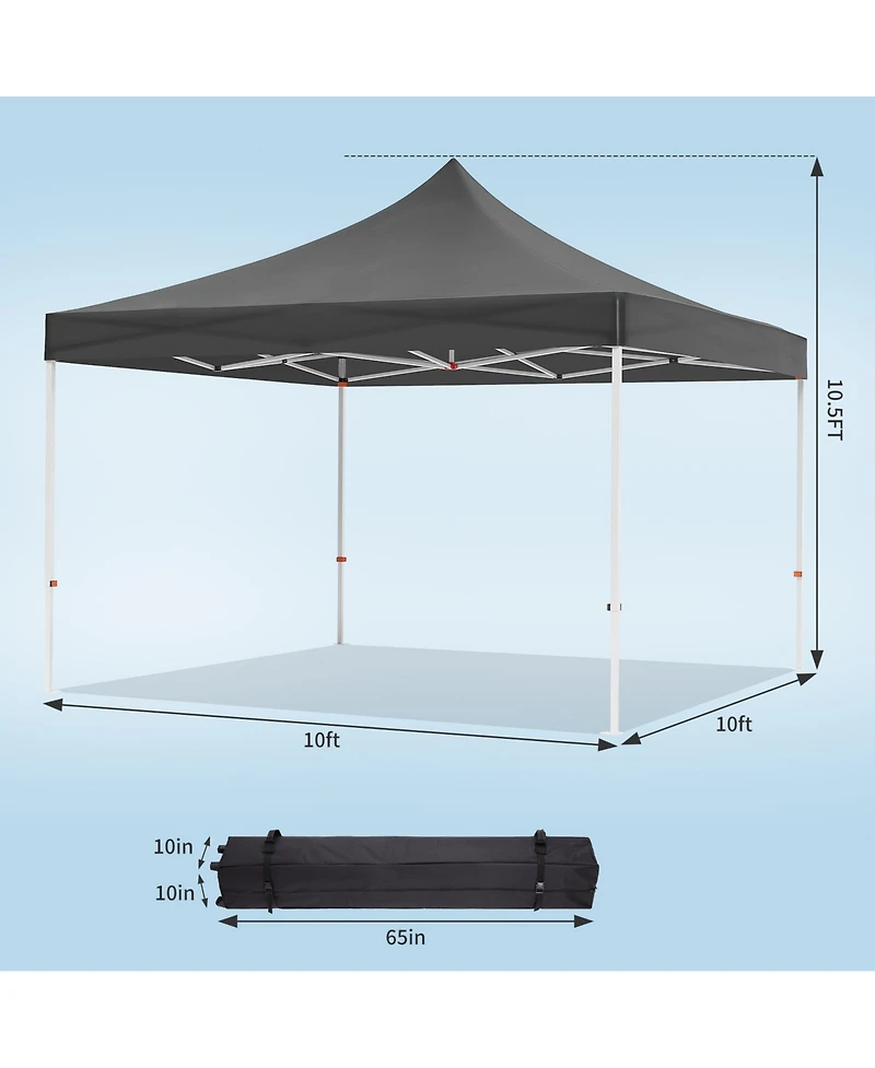 Homfan 10x10 Ft Heavy-Duty Pop-Up Canopy Tent with Roller Bag, 1-Minute Setup Upf 50+ Waterproof Outdoor Sun Shade for Beach, Market and Patio