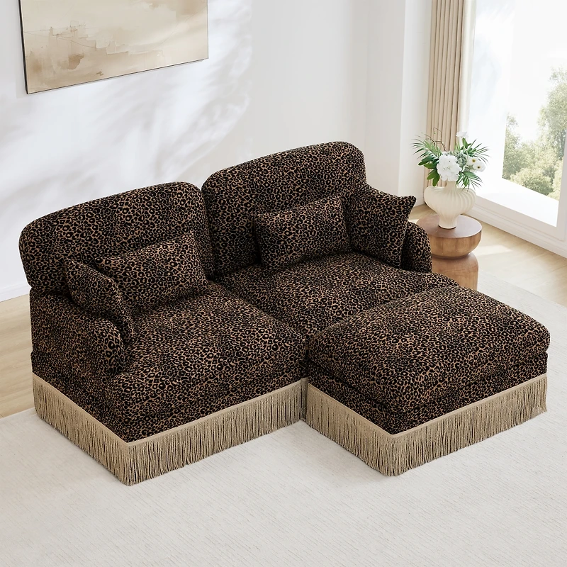 Streamdale Furniture Comfy Chenille Loveseat Sofa with Ottoman