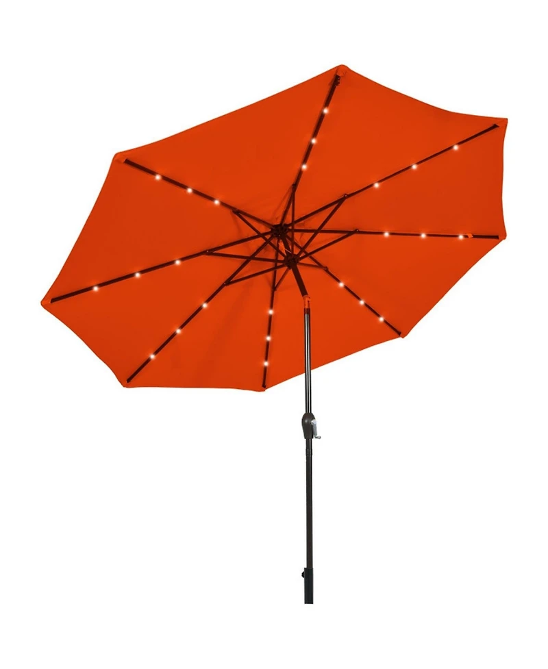 Gouun 10 ft Solar Led Patio Market Umbrella with Push-Button Tilt and Crank Lift