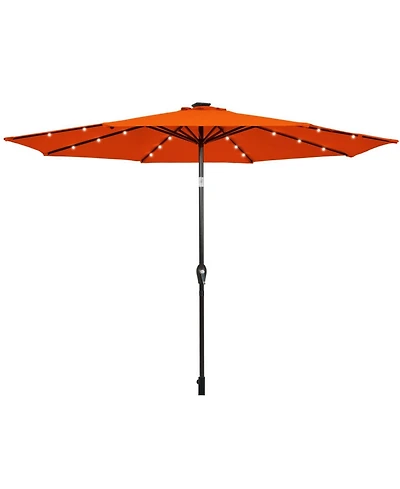 Gouun 10 ft Solar Led Patio Market Umbrella with Push-Button Tilt and Crank Lift