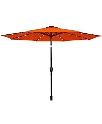 Gouun 10 ft Solar Led Patio Market Umbrella with Push-Button Tilt and Crank Lift